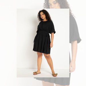 Eloquii Black Knee-Length Dress with Tie Details